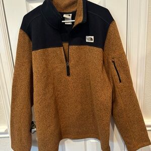 The North Face Men's Tan and Black Zip-Up Sweater